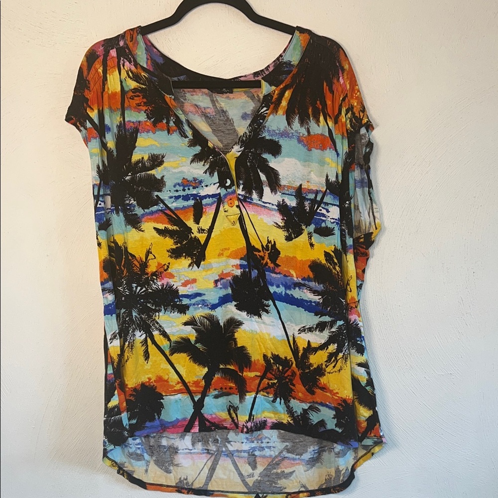 Spense Multicolor Tropical Print Blouse
